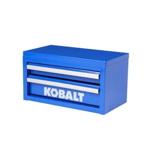 Kobalt Portable tool box 10.83-in W x 5.91-in H x 5.91-in D 2 -Drawer Blue Steel Tool Box in the Portable Tool Boxes department at Lowes.com