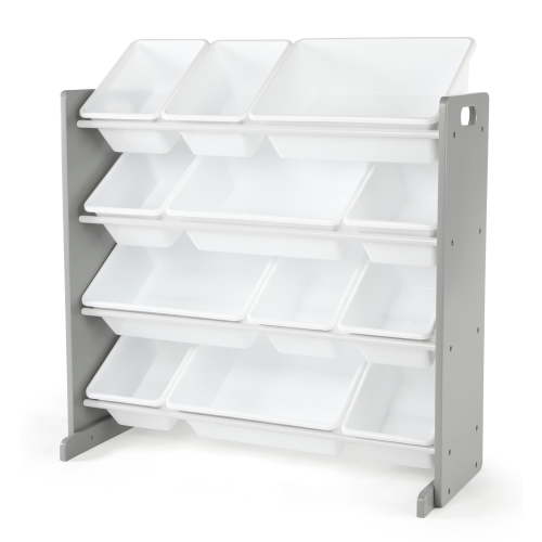 Humble Crew Inspire Toy Storage Organizer with 12 Plastic Storage Bins, Grey/White