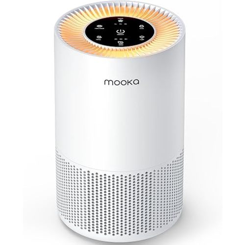 Air Purifiers for Home Large Rooms up to 1200ft², MOOKA H13 True HEPA Air Purifier for Bedroom Pets with Fragrance Sponge, Timer, Air Filter Cleaner for Smoke, Odor, Dander, Pollen (White)