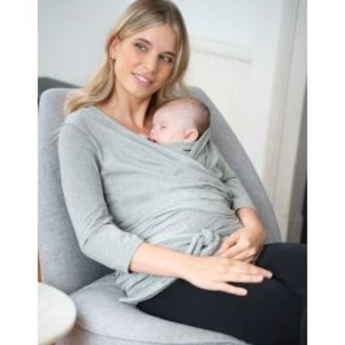Grey Cotton ¾ Sleeve Skin to Skin Top | Seraphine