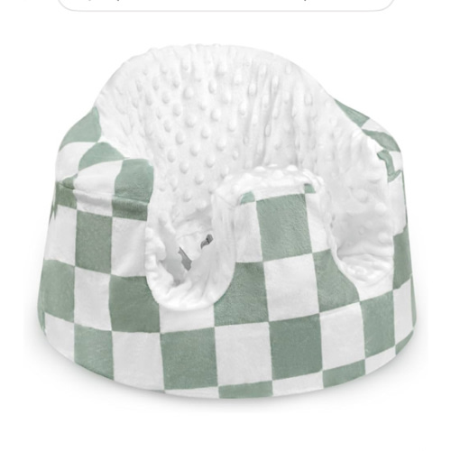 DILIMI Minky Seat Cover Compatible with Bumbo Seat, Removable Ultra Soft Comfortable Warm Seat Slipcover for Baby Girl and Boy, Green Checkered