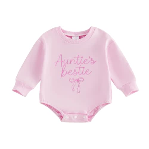 Infant Baby Girl Long Sleeve Romper Sweatshirt Crewneck Pullover Letter Bow Embroidery Fall Winter Clothes