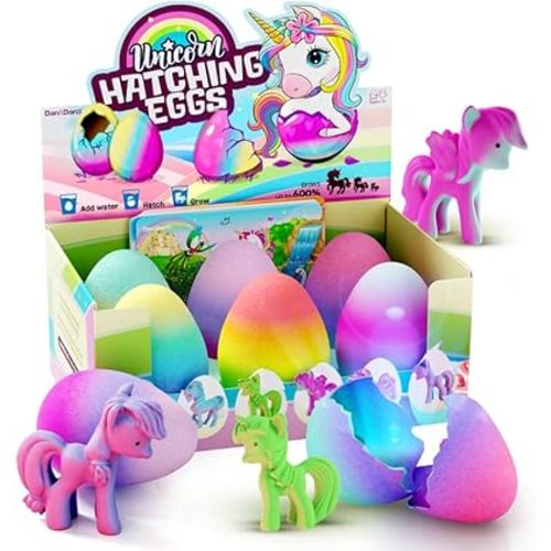 Dan&Darci Unicorn Hatching Surprise Eggs for Kids - 6 Pack - Grows 600% - Unicorn Toys for Girls Age 3-8 - Birthday Gift Ideas and Party Favors for 3+ Year Old Girl - Gifts for Ages 3 4 5 6 7 8 Years