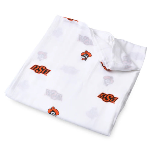 Oklahoma State Cowboys Swaddle Blanket | Official OSU Muslin Baby Swaddle 47x47 – Three Little Anchors