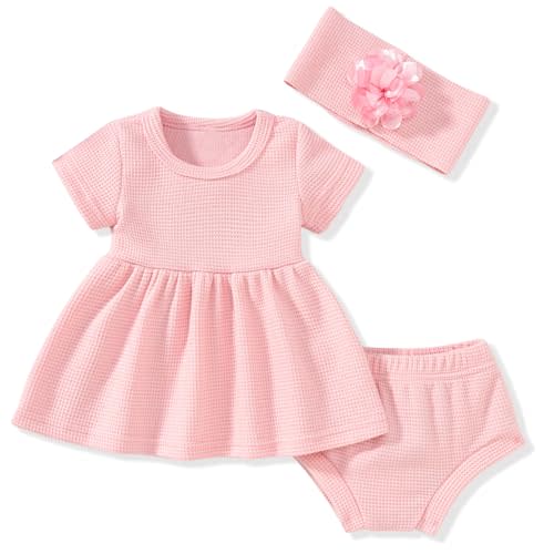 Unutiylo Preemie Newborn Baby Girl Clothes 0-18M Knitted Tunic Top Short Set Summer Outfits Premie Girls Clothing Set