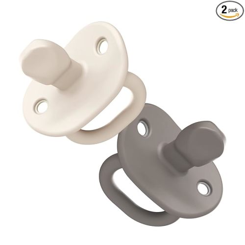 Boon Jewl Silicone Orthodontic Pacifier - Baby Pacifier with Soothing Gem-Shaped Nipple - Comfortable Baby Pacifiers Natural Oral Muscular Development - Neutral - 2 Count - 3+ Months