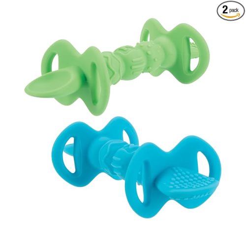 Nuby Dipeez 2 in 1 Silicone Spoons/Dipper, 2pk, Blue/Green