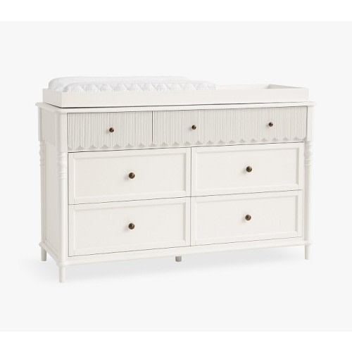 Chris Loves Julia 7-Drawer Scallop Changing Table (56w x 19d")