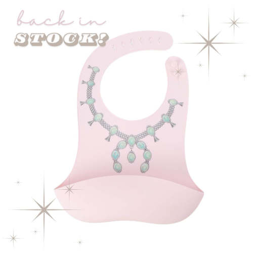 GREEN SQUASH WITH PINK BIB - PRECIOUS TURQUOISE BIBS