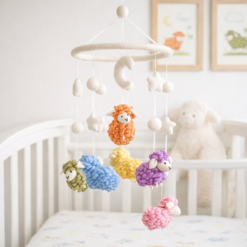 Pastel Sheep Baby Mobile