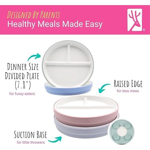 Elk and Friends Kids/Toddler 7.8" Porcelain Divided Plates + Sleeves | 4pk