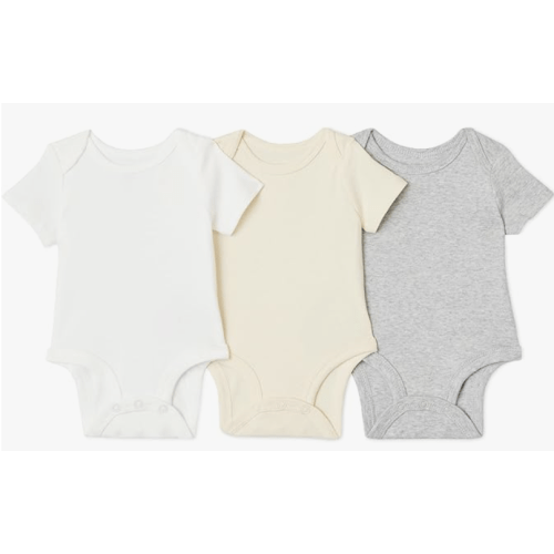 Amazon Essentials Unisex Babies' Short-Sleeve Bodysuits, Pack of 6, Neutrals, 0-3 Months