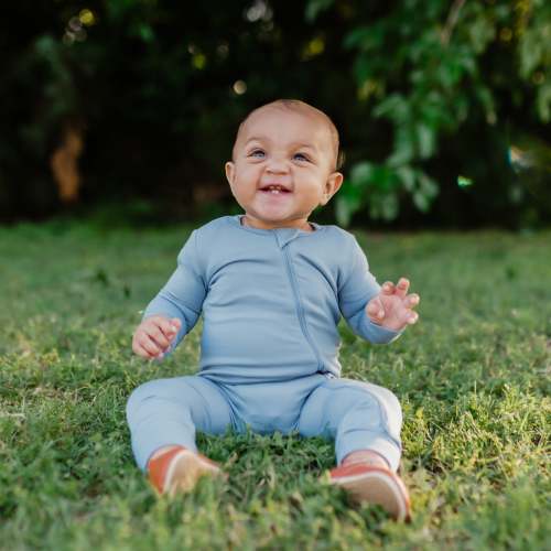 Zippered Romper in Slate | Romper Pajamas | Kyte Baby