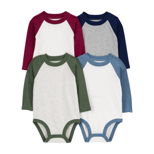 Baby 4-Piece Long-Sleeve Raglan Bodysuits - Carter's | Carter's