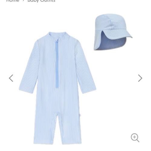Cloud Stripe Seersucker One-Piece Rashguard & Hat | Baby Swimwear | MORI US