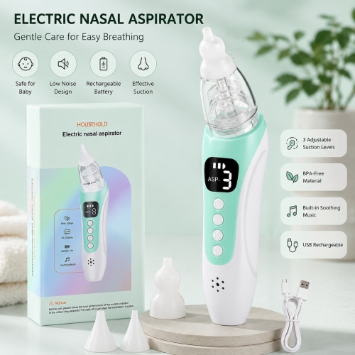 BreatheEasy™ Baby Nasal Aspirator, Rechargeable Electric 3-Speed Suction