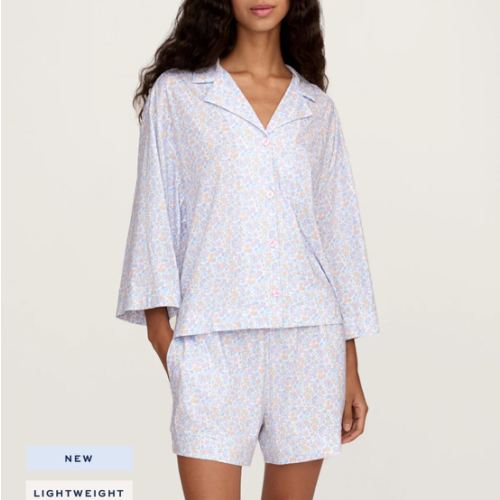 The Olivia Lightweight Pima Short Set in Fleur Blanche