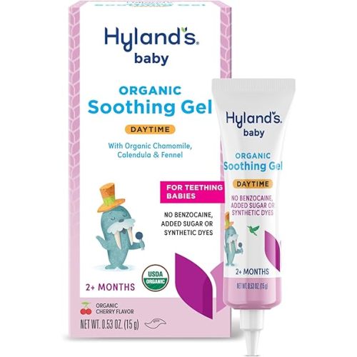 Hyland's Baby Organic Day Oral Soothing Gel, with Chamomile, Calendula, and Fennel, Cooling Gel for Oral Discomfort, Easy-to-Apply, Ages 2 Months and Up, 0.53 Ounce