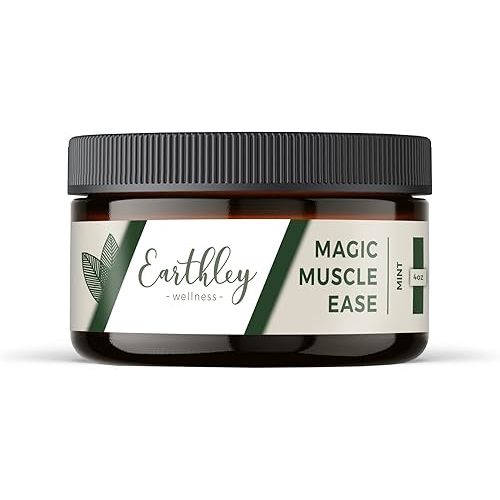 Earthley Wellness Magic Muscle Ease, Magnesium & Arnica Lotion to Soothe Sore Muscles, Fast-Absorbing Relief for Cramps, Tension & Post-Workout Recovery (4oz, Mint)