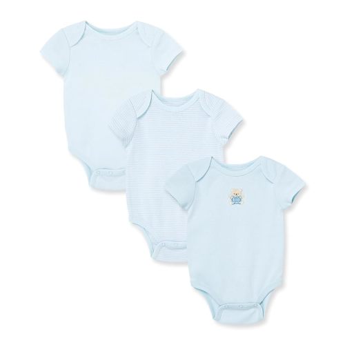Little Me Clothes for Baby 3-Pack 100% Cotton Scratch Free Tag Bodysuits, Newborn to 9 Months