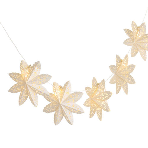 White Snowflake LED Battery Operated String Lights