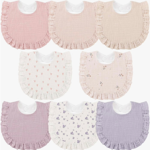 Amazon.com: Bearmoss 8 Pack Muslin Baby Bibs for Drooling and Teething, Soft Bibs for Girls, Boys, Newborn