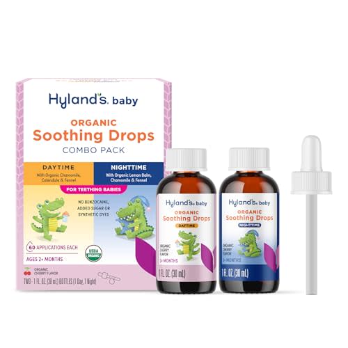 Hyland's Baby Organic Daytime and Nighttime Soothing Drops Combo Pack, Drops for Oral Discomfort, 2 oz.