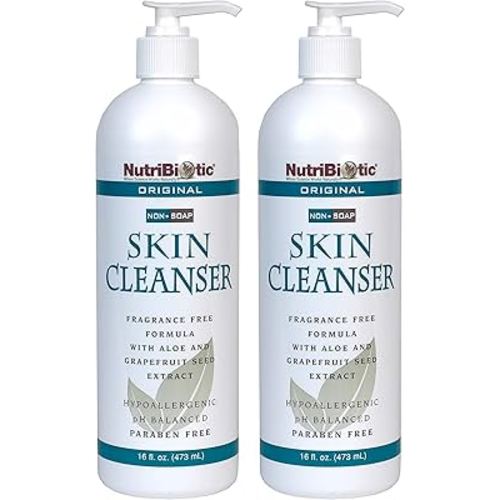 NutriBiotic Original Non-Soap Skin Cleanser, 16 Oz Twin Pack | Fragrance Free with GSE | pH Balanced, Hypoallergenic & Biodegradable | Free of Parabens, Fragrance, Phosphates, SLS, Dyes, & Colorings