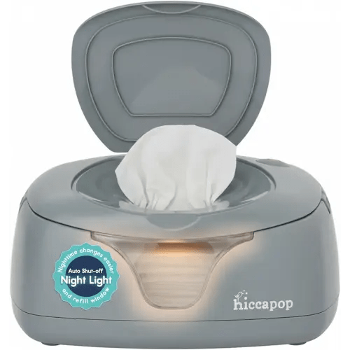 Hiccapop Baby Wipe Warmer and Baby Wet Wipes Dispenser | Baby Wipes Warmer for Babies | Diaper Wipe Warmer with Changing Light, Gray