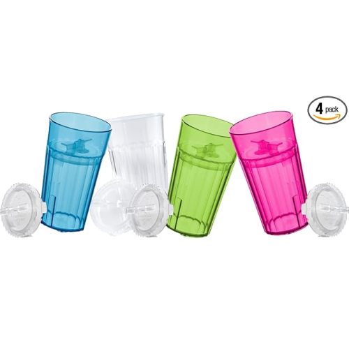 Reflo Smart Cup Bundle (Assorted 4 Colors) Open Mouth Transition Cup for Baby-Led Weaning, Montessori-Inspired Design, Slow-Spill Flow-Control, Made in USA, BPA-Free, E-Guide via QR Code