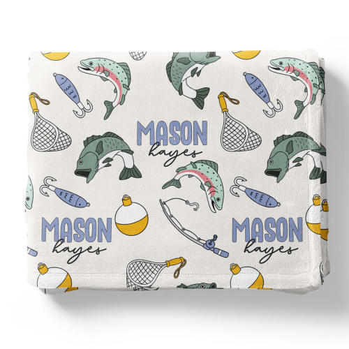 Catch of the Day Personalized Kids Blanket