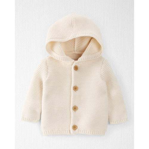 Baby Organic Cotton Signature Stitch Cardigan - Cream