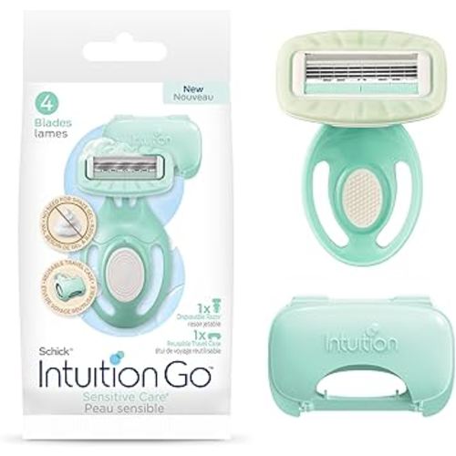 Schick Intuition Go Disposable Travel Razor for Women, 1 Count | Sensitive Skin Razors for Women, Travel Essentials, Womens Disposable Razors with Organic Aloe, Vacation Essentials
