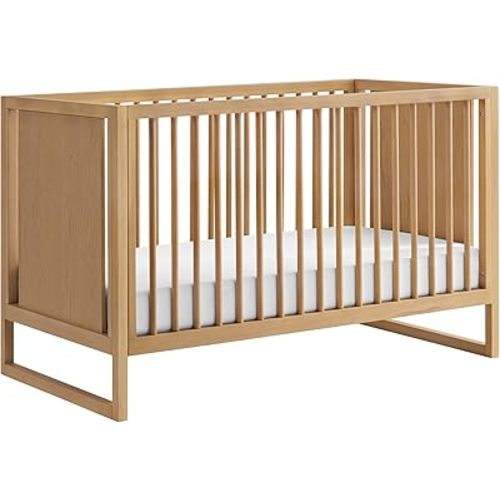 Nurture& The Crib - Baby, Toddler Convertible Crib | Sustainable Non-Toxic Materials | 3 Adjustable Heights - Grows with Your Baby (Toddler Guardrail NOT Included) (All Natural)