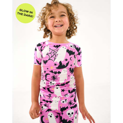 Pink Frightful Friends Two-Piece Short Sleeve & Shorts Pajama Set | Little Sleepies