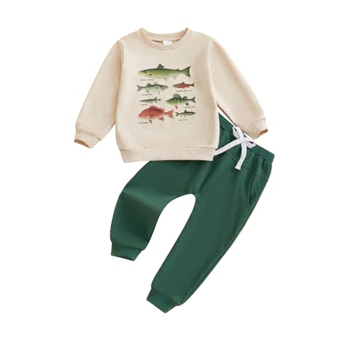 Fernvia Toddler Baby Boy Fall Clothes Animal Print Long Sleeve Pullover Tops + Drawstring Pants Winter Outfits