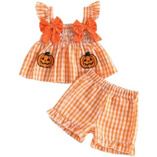 Mubineo Toddler Baby Girl Summer Clothes Cute Ruffle Shirt Tops Dress Shorts Outfits Set Fruit Blouse Princess Outfit