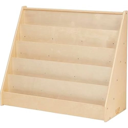 5-Tier Forward-Facing Kids Book Shelf, Classroom Furniture, Natural