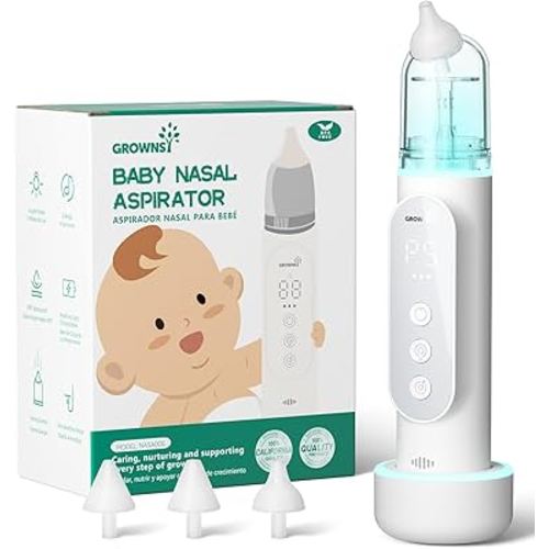 GROWNSY Nasal Aspirator for Baby, Upgraded 5 Suction Levels Baby Nose Sucker, IPX7 Waterproof Electric Nose Suction for Baby, Booger Sucker for Toddlers with Automatic Cleaning &Music &Light Functions