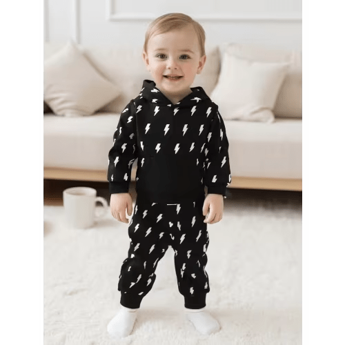 2pcs warm winter outfit set soft hooded sweatshirt elastic - Temu