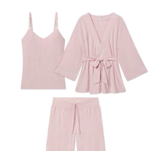 LAKE | Women | DreamModal Pajamas | Carnation Pencil Stripe Maternity Kimono Bundle
