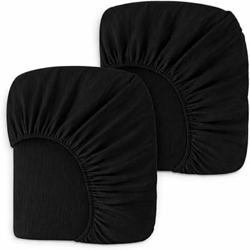 2 Pack Black Muslin Crib Sheets for Boys & Girl- Neutral Breathable Cotton Crib Mattress Sheets Fitted for Standard 28"x 52"- Nursery Décor No Slip Crib Bed Sheets