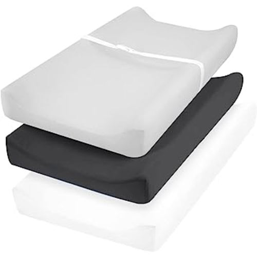 david's Kids 3 Pack Changing Pad Cover Set, Ultra Soft Breathable Cozy Microfiber Diaper Change Table Sheets for Baby Boys Girls Netural, Fit Most Changing Pads, White & Light Grey & Black