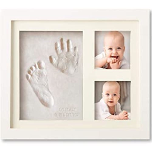 Bubzi Co Baby Footprint Kit, Baby Foot and Hand Print Kit, Baby Keepsake Frame, Nursery Pictures Frames, Hand Print Mold Kit, New Mom Gifts, Baby Newborn Essentials Must Haves, Baby Shower Gifts