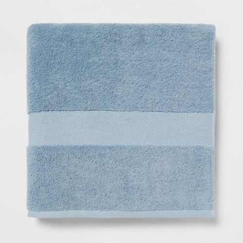 Performance Plus Bath Towel Light Blue - Threshold™: Heavyweight Cotton, Jacquard Terry, OEKO-TEX Certified