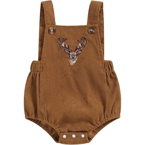 Infant Baby Boy Girl Mallard Duck Corduroy Overalls Romper Embroidery Duck Sleeveless Bodysuit Hunting Baby Clothes