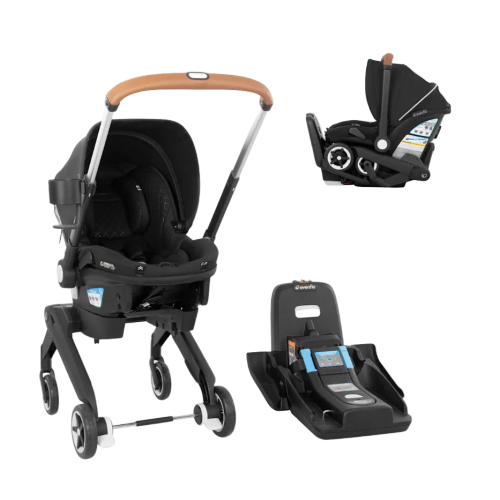 Evenflo Shyft Dual Ride Infant Car Seat Stroller Combo, 2025, Jasper, with Carryall Storage and Green & Gentle Fabric
