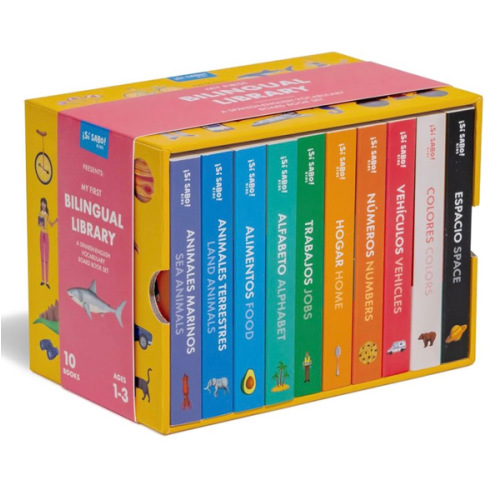My First Bilingual Library: A Spanish-English Vocabulary Board Book Set of Colors, Numbers, Animals, ABCs, and More (Si Sabo Kids)