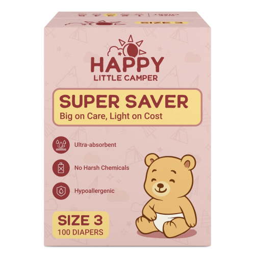 Happy Little Camper Super Saver Baby Diapers, Size 3, 100 Count