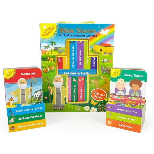 My Little Learner Library: Bible Stories - Christian (12 Board Books) for Toddlers